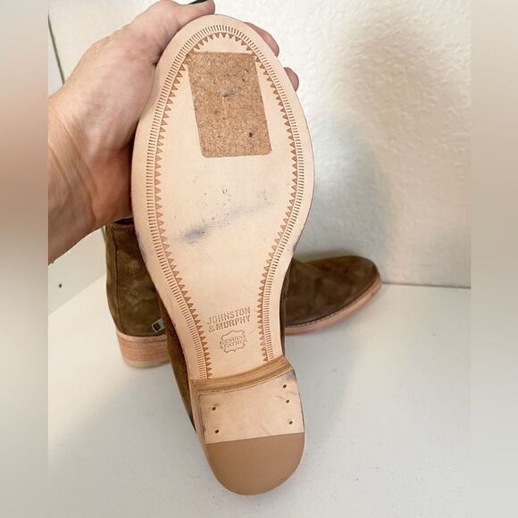 Johnston & Murphy Genuine Suede Zip Bootie in brown. 8.5 - Picture 5 of 9